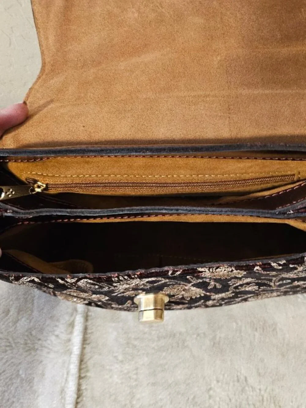 Patricia Nash Velvet Golden Embroidery satchel